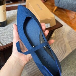 Rothy's Blue Pointed-Toe Mary Jane Flat 9.5